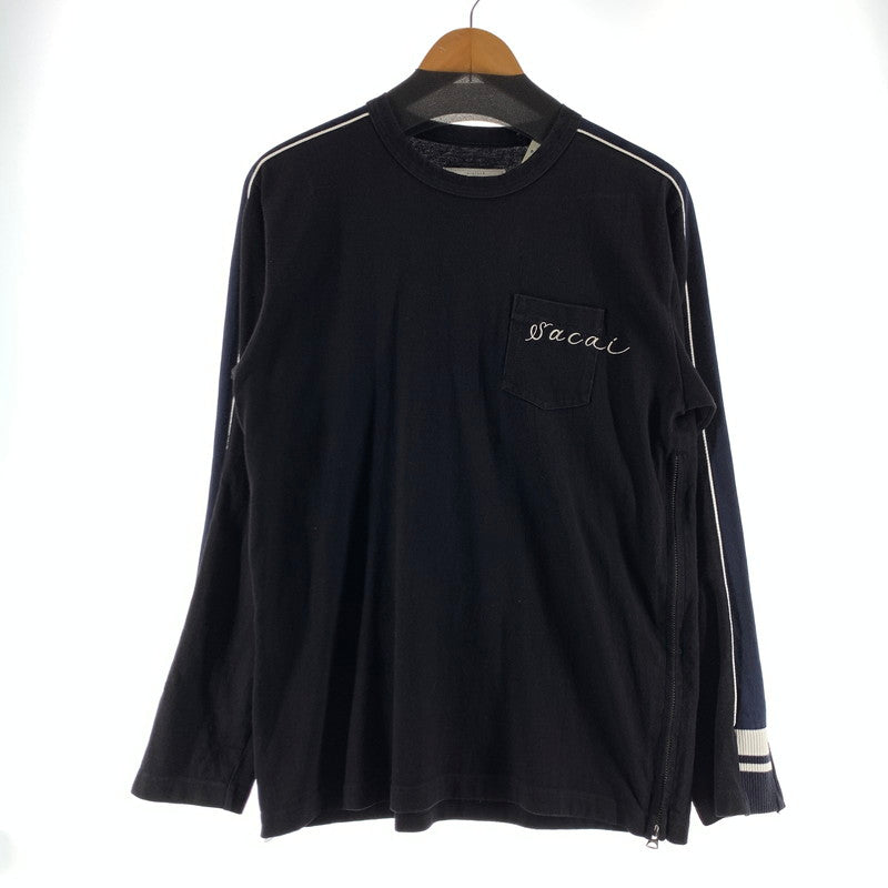 【中古品】【メンズ】 SACAI×DR.WOO サカイ×ドクターウー 19-0047S TATTOO EMBROIDERY LSV T-SHIRTS タトゥー エンブロイダリー ロングスリーブ ティーシャツ カラーBLACK SIZE:02 サイドZIP 140-260722-ky-14-fuzh 万代Net店