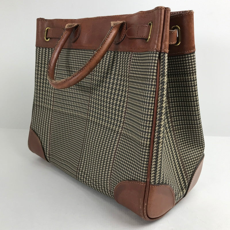【中古品】【レディース】 POLO RALPH LAUREN ポロ ラルフローレン BAG BROWN 千鳥格子柄 ドッグトゥース ※シミ・スレ・汚れ・使用感有 カバン バッグ 188-260731-io-29-fuzh 万代Net店