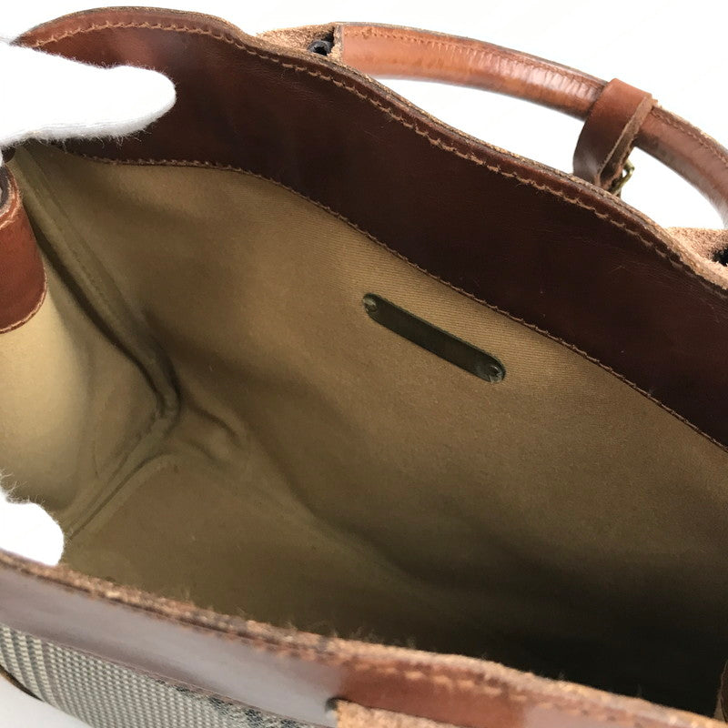 【中古品】【レディース】 POLO RALPH LAUREN ポロ ラルフローレン BAG BROWN 千鳥格子柄 ドッグトゥース ※シミ・スレ・汚れ・使用感有 カバン バッグ 188-260731-io-29-fuzh 万代Net店