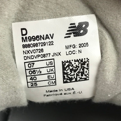 【中古品】【メンズ】 NEW BALANCE ニューバランス M996NAV SNEAKER スニーカー 靴 シューズ 162-260628-mh-12-fuz サイズ：25cm カラー：ネイビー 万代Net店