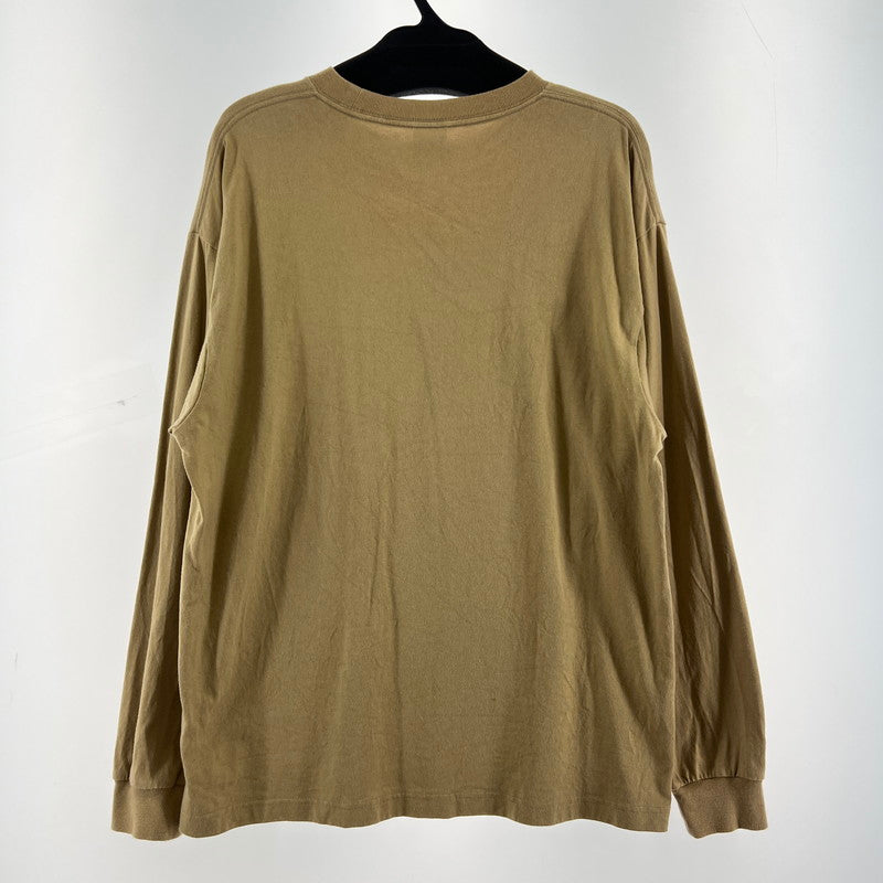 【中古品】【メンズ】 CHAMPION チャンピオン 長袖Tシャツ ロンT ベージュ SIZE:L グリーンロゴ刺しゅう 148-260919-io-16-fuzh 万代Net店