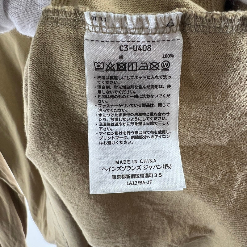 【中古品】【メンズ】 CHAMPION チャンピオン 長袖Tシャツ ロンT ベージュ SIZE:L グリーンロゴ刺しゅう 148-260919-io-16-fuzh 万代Net店