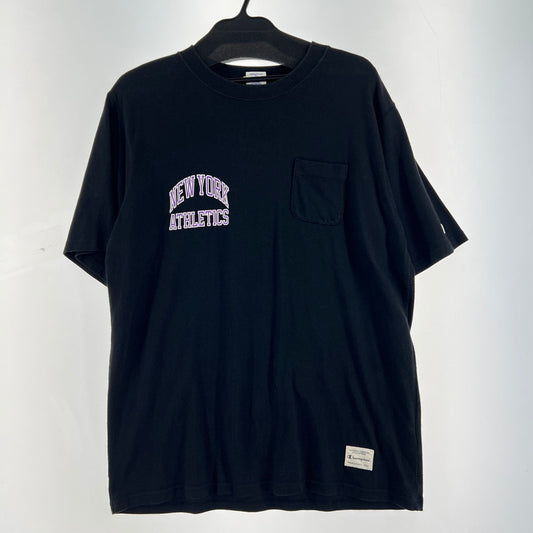 【中古品】【メンズ】 CHAMPION チャンピオン 半袖Tシャツ Tシャツ ブラック SIZE:XL ポケ付 NEWYORK ATHLETICS 148-260919-io-17-fuzh 万代Net店