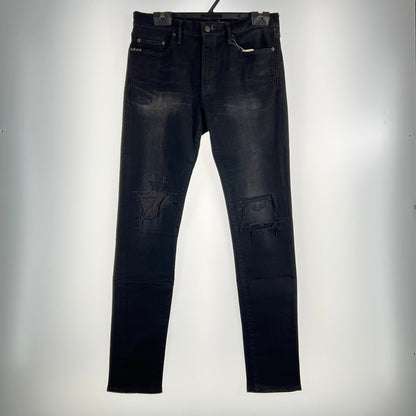 【中古品】【メンズ】 HYSTERIC GLAMOUR ヒステリックグラマー KPR加工スリムシルエット スキニーパンツ ダメージ加工 151-260702-ny-03-fuzh サイズ：34 カラー：ブラック 万代Net店