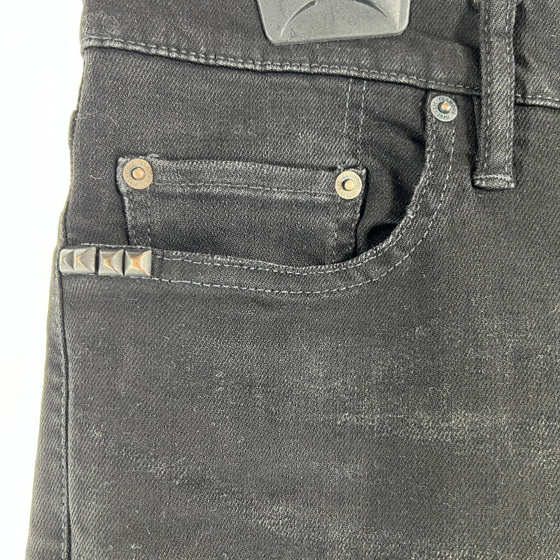 【中古品】【メンズ】 HYSTERIC GLAMOUR ヒステリックグラマー KPR加工スリムシルエット スキニーパンツ ダメージ加工 151-260702-ny-03-fuzh サイズ：34 カラー：ブラック 万代Net店