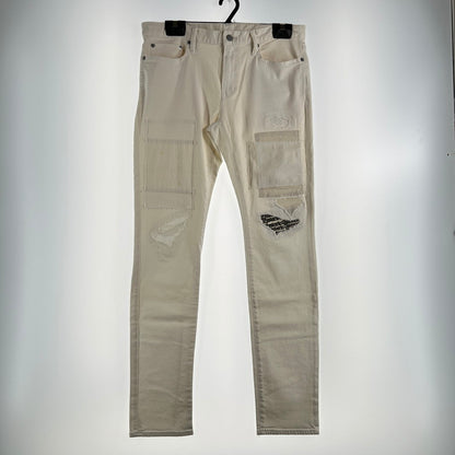 【中古品】【メンズ】 HYSTERIC GLAMOUR ヒステリックグラマー パッチワークリメイクスリムデニムパンツ 151-260702-ny-05-fuzh サイズ：34 カラー：ホワイト 万代Net店