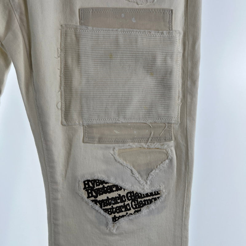 【中古品】【メンズ】 HYSTERIC GLAMOUR ヒステリックグラマー パッチワークリメイクスリムデニムパンツ 151-260702-ny-05-fuzh サイズ：34 カラー：ホワイト 万代Net店