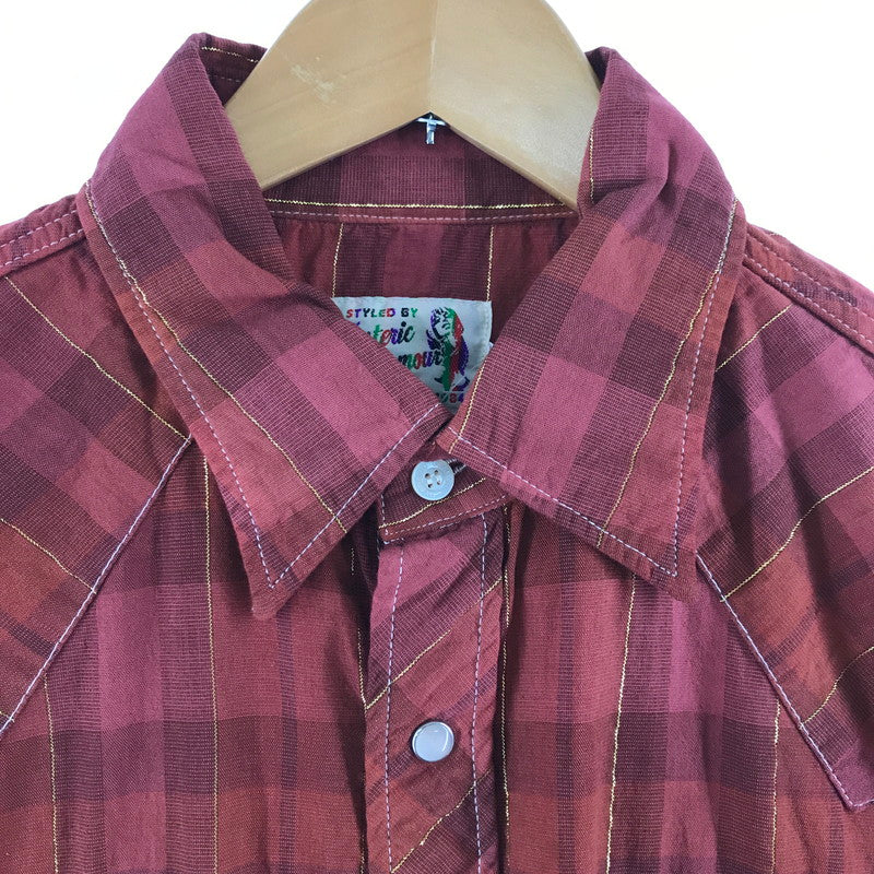 【中古品】【メンズ】 HYSTERIC GLAMOUR ヒステリックグラマー グラデーションウエスタン半袖シャツ RED SIZE:L 140-260701-io-13-fuzh 万代Net店