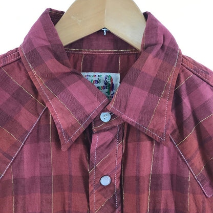 【中古品】【メンズ】 HYSTERIC GLAMOUR ヒステリックグラマー グラデーションウエスタン半袖シャツ RED SIZE:L 140-260701-io-13-fuzh 万代Net店