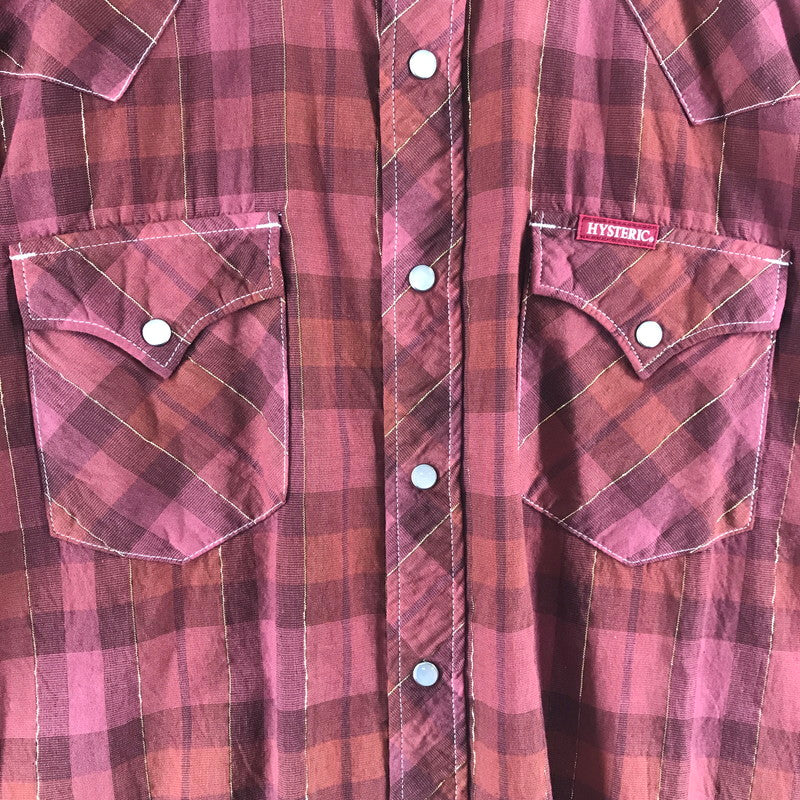 【中古品】【メンズ】 HYSTERIC GLAMOUR ヒステリックグラマー グラデーションウエスタン半袖シャツ RED SIZE:L 140-260701-io-13-fuzh 万代Net店