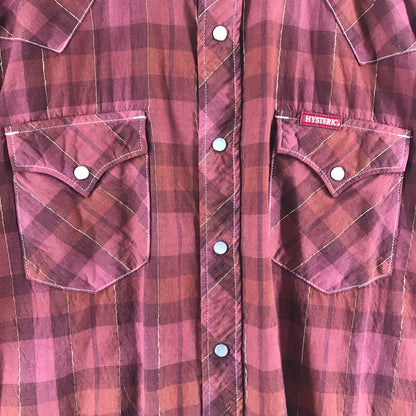 【中古品】【メンズ】 HYSTERIC GLAMOUR ヒステリックグラマー グラデーションウエスタン半袖シャツ RED SIZE:L 140-260701-io-13-fuzh 万代Net店