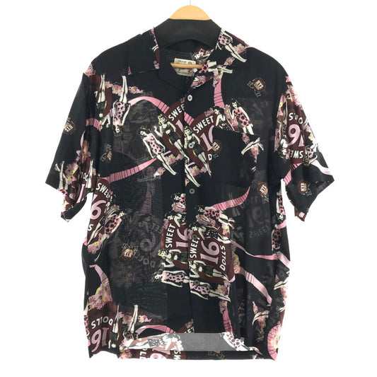 【中古品】【メンズ】 HYSTERIC GLAMOUR ヒステリックグラマー SWEET16DOLLS柄 オープンカラーシャツ BLACK SIZE:L 140-260701-io-12-fuzh 万代Net店