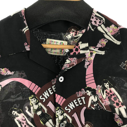 【中古品】【メンズ】 HYSTERIC GLAMOUR ヒステリックグラマー SWEET16DOLLS柄 オープンカラーシャツ BLACK SIZE:L 140-260701-io-12-fuzh 万代Net店