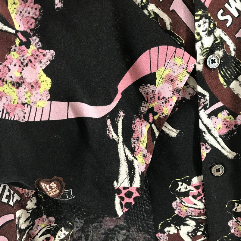 【中古品】【メンズ】 HYSTERIC GLAMOUR ヒステリックグラマー SWEET16DOLLS柄 オープンカラーシャツ BLACK SIZE:L 140-260701-io-12-fuzh 万代Net店