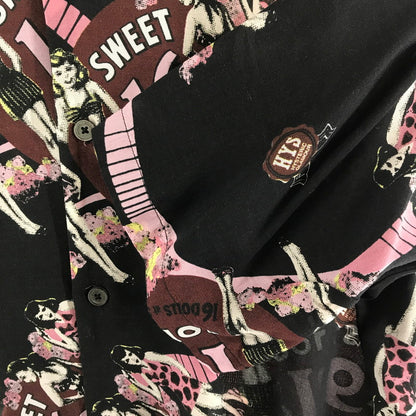 【中古品】【メンズ】 HYSTERIC GLAMOUR ヒステリックグラマー SWEET16DOLLS柄 オープンカラーシャツ BLACK SIZE:L 140-260701-io-12-fuzh 万代Net店