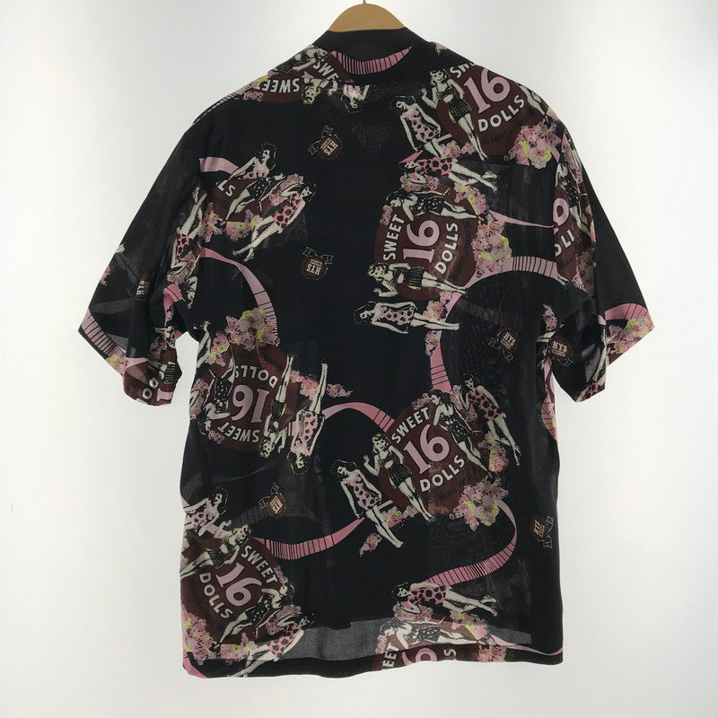 【中古品】【メンズ】 HYSTERIC GLAMOUR ヒステリックグラマー SWEET16DOLLS柄 オープンカラーシャツ BLACK SIZE:L 140-260701-io-12-fuzh 万代Net店