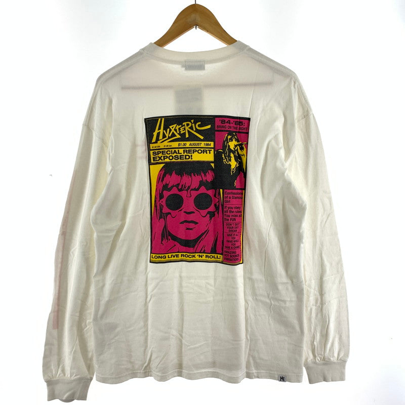 【中古品】【メンズ】 HYSTERIC GLAMOUR ヒステリックグラマー SPECIAL REPORT長袖Tシャツ カラーホワイト SIZE:L 140-260630-ky-86-fuzh 万代Net店