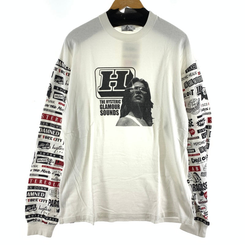 【中古品】【メンズ】 HYSTERIC GLAMOUR ヒステリックグラマー HI FI WOMAN ハイファイウーマン プリント長袖Tシャツ カラーWHITE SIZE:L 140-260630-ky-88-fuzh 万代Net店