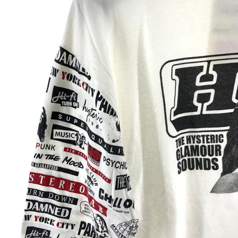 【中古品】【メンズ】 HYSTERIC GLAMOUR ヒステリックグラマー HI FI WOMAN ハイファイウーマン プリント長袖Tシャツ カラーWHITE SIZE:L 140-260630-ky-88-fuzh 万代Net店