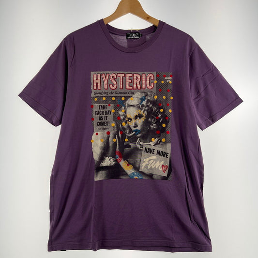 【中古品】【メンズ】 HYSTERIC GLAMOUR ヒステリックグラマー 半袖Tシャツ グラフィックプリント 140-260702-ny-08-fuzh サイズ：L カラー：パープル 万代Net店
