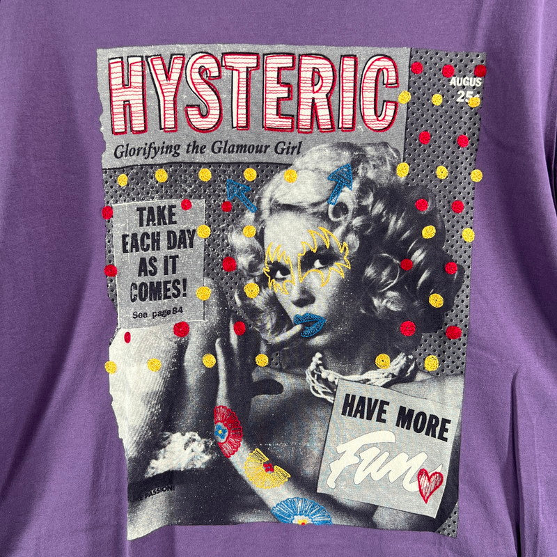 【中古品】【メンズ】 HYSTERIC GLAMOUR ヒステリックグラマー 半袖Tシャツ グラフィックプリント 140-260702-ny-08-fuzh サイズ：L カラー：パープル 万代Net店