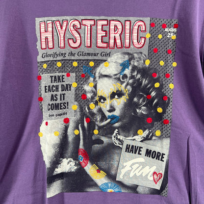 【中古品】【メンズ】 HYSTERIC GLAMOUR ヒステリックグラマー 半袖Tシャツ グラフィックプリント 140-260702-ny-08-fuzh サイズ：L カラー：パープル 万代Net店
