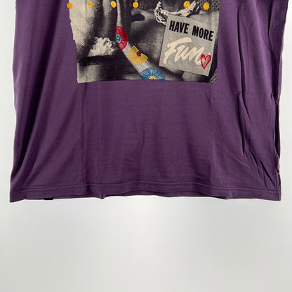 【中古品】【メンズ】 HYSTERIC GLAMOUR ヒステリックグラマー 半袖Tシャツ グラフィックプリント 140-260702-ny-08-fuzh サイズ：L カラー：パープル 万代Net店