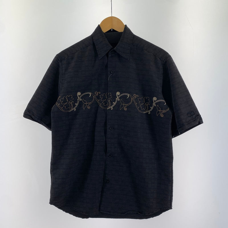 【中古品】【メンズ】 HAVANERA ハバネラ チェック風 植物刺繍 トップス 半袖 シャツ 古着 145-260726-mh-03-fuzh サイズ：不明 カラー：ブラック 万代Net店