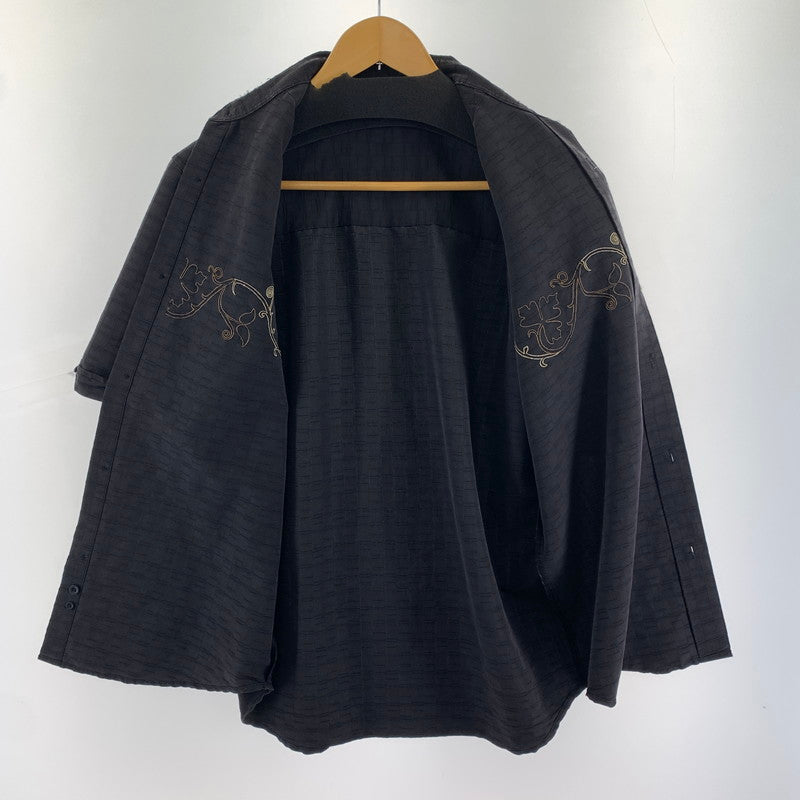 【中古品】【メンズ】 HAVANERA ハバネラ チェック風 植物刺繍 トップス 半袖 シャツ 古着 145-260726-mh-03-fuzh サイズ：不明 カラー：ブラック 万代Net店