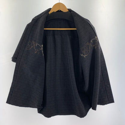 【中古品】【メンズ】 HAVANERA ハバネラ チェック風 植物刺繍 トップス 半袖 シャツ 古着 145-260726-mh-03-fuzh サイズ：不明 カラー：ブラック 万代Net店
