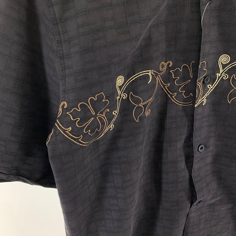 【中古品】【メンズ】 HAVANERA ハバネラ チェック風 植物刺繍 トップス 半袖 シャツ 古着 145-260726-mh-03-fuzh サイズ：不明 カラー：ブラック 万代Net店