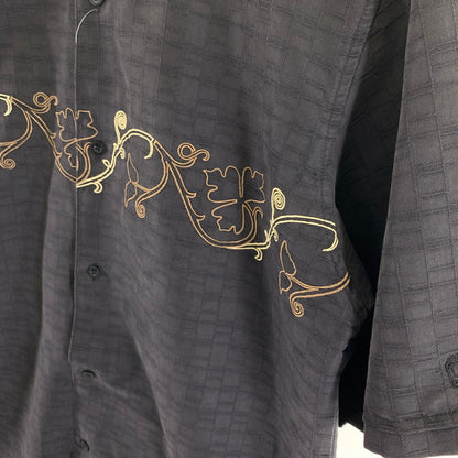 【中古品】【メンズ】 HAVANERA ハバネラ チェック風 植物刺繍 トップス 半袖 シャツ 古着 145-260726-mh-03-fuzh サイズ：不明 カラー：ブラック 万代Net店