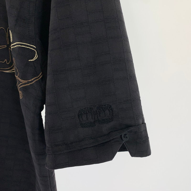 【中古品】【メンズ】 HAVANERA ハバネラ チェック風 植物刺繍 トップス 半袖 シャツ 古着 145-260726-mh-03-fuzh サイズ：不明 カラー：ブラック 万代Net店