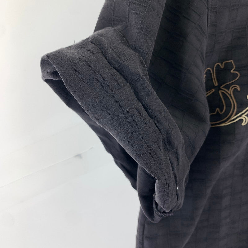 【中古品】【メンズ】 HAVANERA ハバネラ チェック風 植物刺繍 トップス 半袖 シャツ 古着 145-260726-mh-03-fuzh サイズ：不明 カラー：ブラック 万代Net店