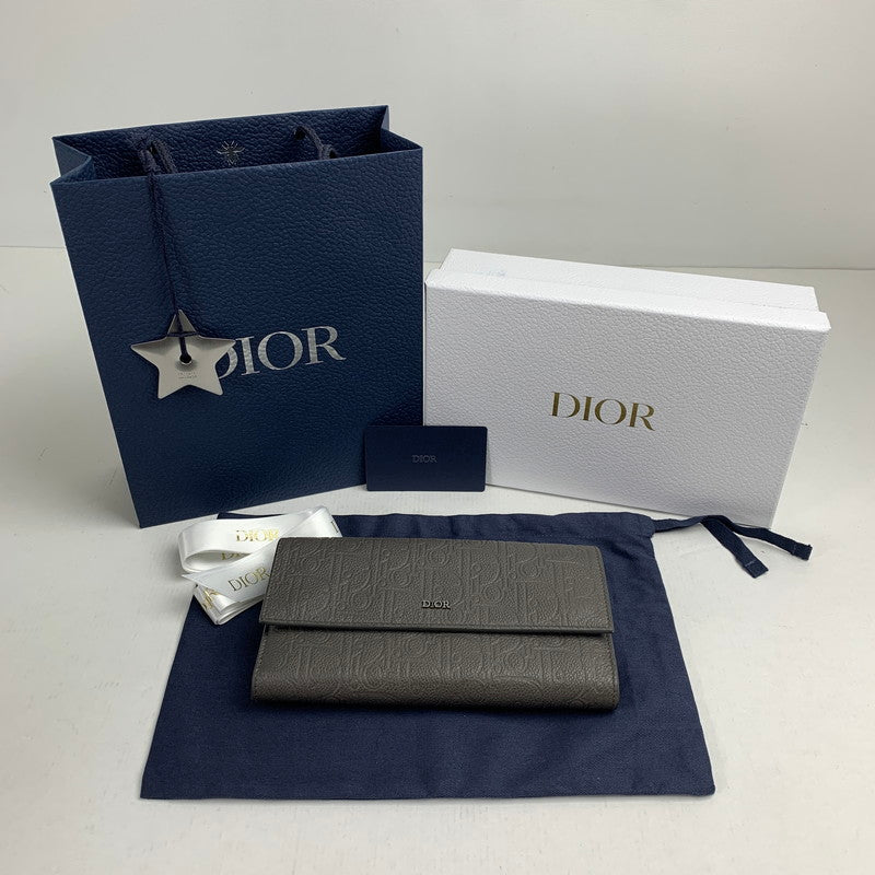 【中古品】【レディース】 DIOR ディオール 43BO0265 グラビティ ロング フラップ ウォレット 財布 長財布 181-260702-mh-02-fuzh カラー：グレー 万代Net店
