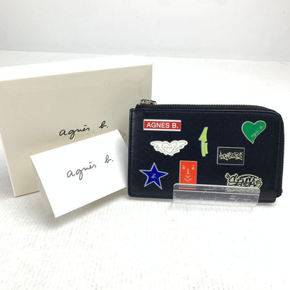 【中古品】 AGNES B アニエスベーボヤージュ YAH07-03 フラグメントケース BLACK ロゴたくさん 箱有 ※キズ・スレ有 財布 200-260729-io-29-fuzh 万代Net店