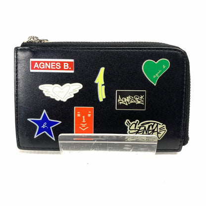 【中古品】 AGNES B アニエスベーボヤージュ YAH07-03 フラグメントケース BLACK ロゴたくさん 箱有 ※キズ・スレ有 財布 200-260729-io-29-fuzh 万代Net店