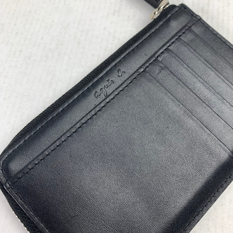 【中古品】 AGNES B アニエスベーボヤージュ YAH07-03 フラグメントケース BLACK ロゴたくさん 箱有 ※キズ・スレ有 財布 200-260729-io-29-fuzh 万代Net店