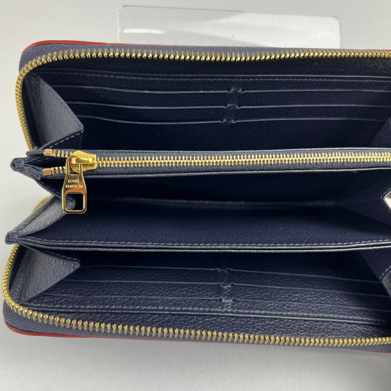 【中古品】【レディース】 LOUIS VUITON ルイヴィトン M62121 モノグラム・アンプラント ジッピー･ウォレット マリーヌルージュ 長財布 NAVY 箱・保存袋付属 179-260705-io-03-fuzh 万代Net店