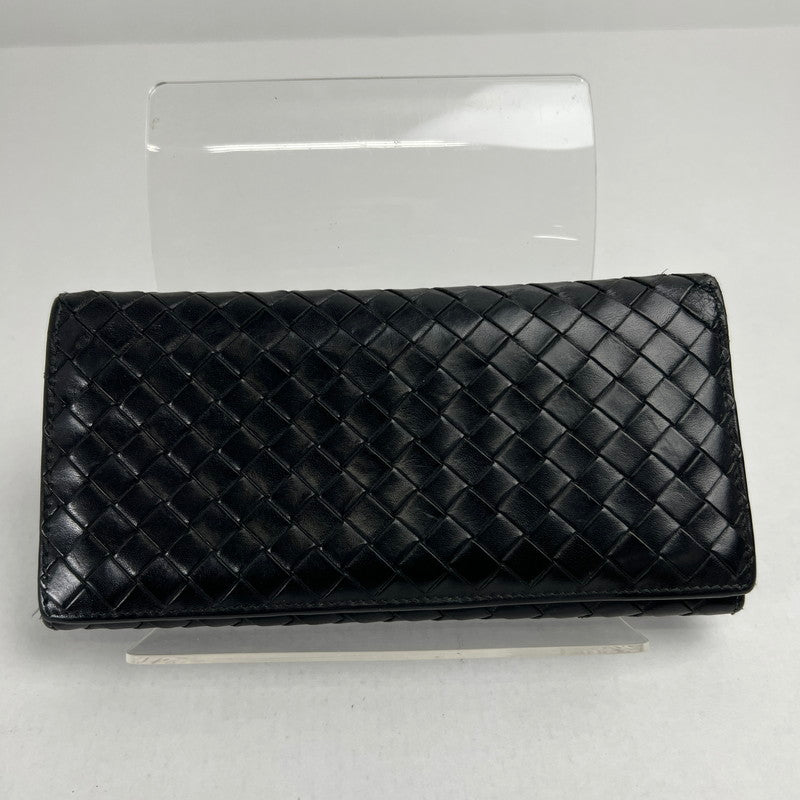 【中古品】【レディース】 BOTTEGA VENETA ボッテガ・ヴェネタ イントレチャート二つ折り長財布 BLK ※使用感.スレあり 財布 181-260705-io-09-fuzh 万代Net店