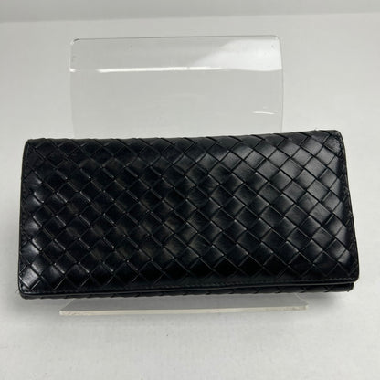 【中古品】【レディース】 BOTTEGA VENETA ボッテガ・ヴェネタ イントレチャート二つ折り長財布 BLK ※使用感.スレあり 財布 181-260705-io-09-fuzh 万代Net店