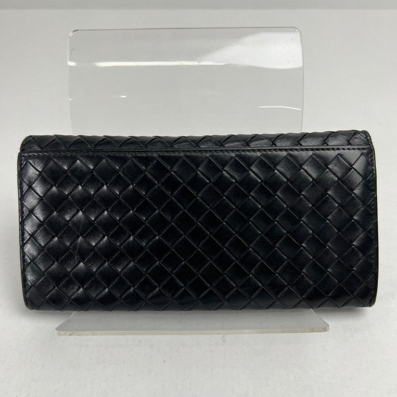 【中古品】【レディース】 BOTTEGA VENETA ボッテガ・ヴェネタ イントレチャート二つ折り長財布 BLK ※使用感.スレあり 財布 181-260705-io-09-fuzh 万代Net店