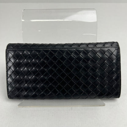【中古品】【レディース】 BOTTEGA VENETA ボッテガ・ヴェネタ イントレチャート二つ折り長財布 BLK ※使用感.スレあり 財布 181-260705-io-09-fuzh 万代Net店