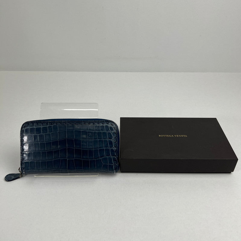 【中古品】【レディース】 BOTTEGA VENETA ボッテガ・ヴェネタ ラウンドジップ長財布 ネイビー 箱付属 ※角スレ・使用感有 財布 181-260705-io-10-fuzh 万代Net店