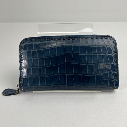 【中古品】【レディース】 BOTTEGA VENETA ボッテガ・ヴェネタ ラウンドジップ長財布 ネイビー 箱付属 ※角スレ・使用感有 財布 181-260705-io-10-fuzh 万代Net店