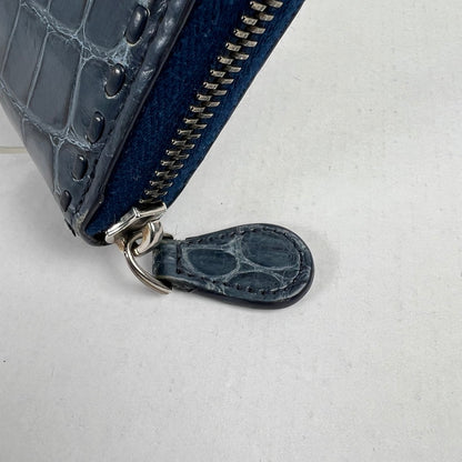 【中古品】【レディース】 BOTTEGA VENETA ボッテガ・ヴェネタ ラウンドジップ長財布 ネイビー 箱付属 ※角スレ・使用感有 財布 181-260705-io-10-fuzh 万代Net店
