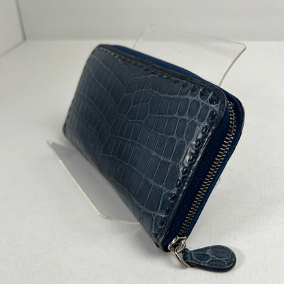 【中古品】【レディース】 BOTTEGA VENETA ボッテガ・ヴェネタ ラウンドジップ長財布 ネイビー 箱付属 ※角スレ・使用感有 財布 181-260705-io-10-fuzh 万代Net店