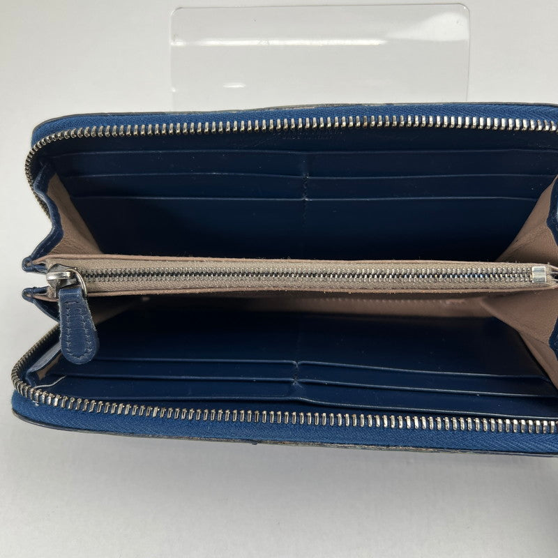 【中古品】【レディース】 BOTTEGA VENETA ボッテガ・ヴェネタ ラウンドジップ長財布 ネイビー 箱付属 ※角スレ・使用感有 財布 181-260705-io-10-fuzh 万代Net店