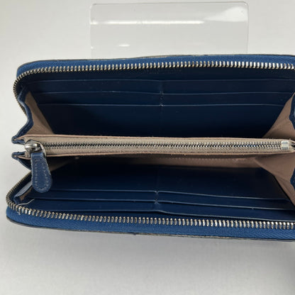 【中古品】【レディース】 BOTTEGA VENETA ボッテガ・ヴェネタ ラウンドジップ長財布 ネイビー 箱付属 ※角スレ・使用感有 財布 181-260705-io-10-fuzh 万代Net店