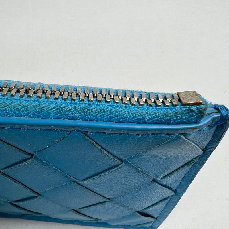 【中古品】【レディース】 BOTTEGA VENETA ボッテガ・ヴェネタ イントレチャート コインケース ライトブルー 箱付 ※角スレあり 財布 181-260705-io-01-fuzh 万代Net店